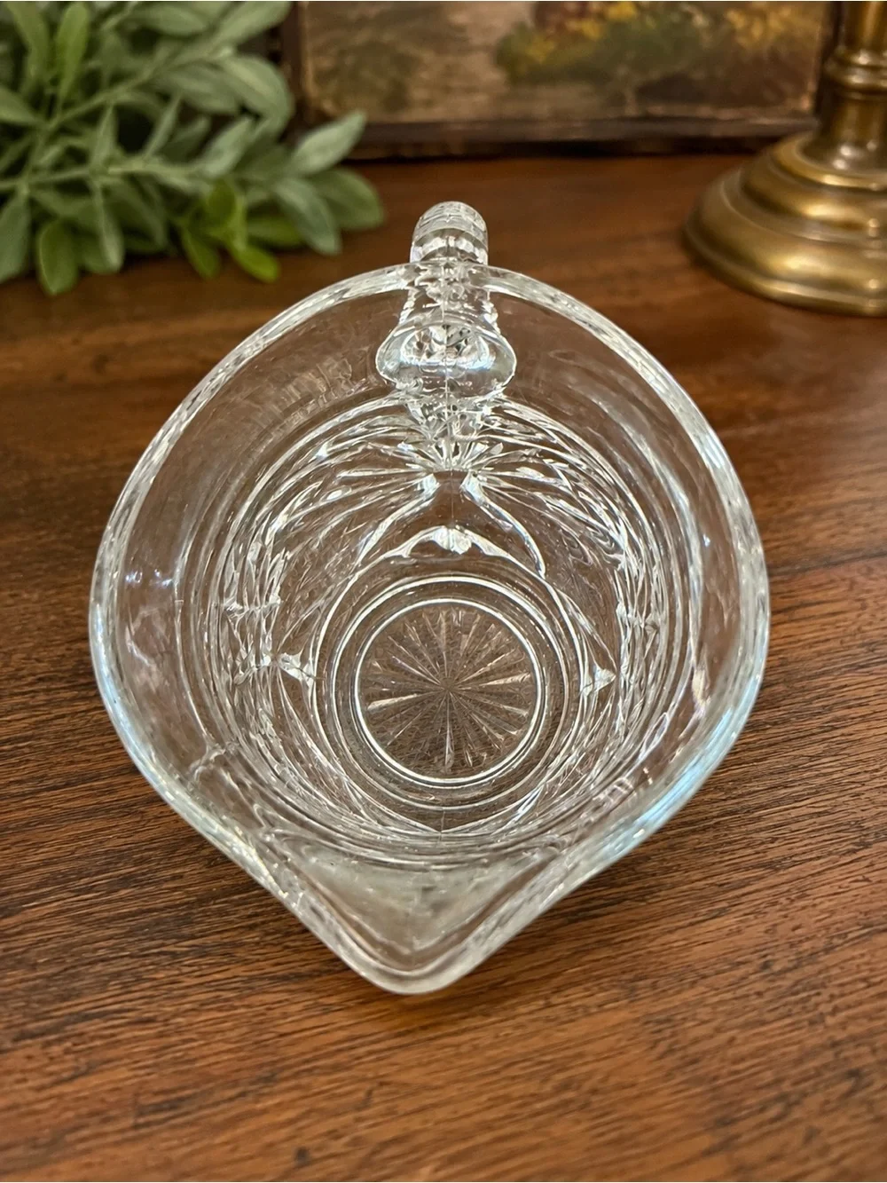 Vintage Anchor Hocking EAPC Star of David Clear Glass Pint Pitcher 5.5”